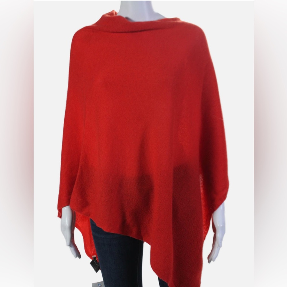 La Fiorentina Red Cashmere poncho NWT
